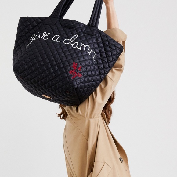 MZ Wallace X Lingua Franca LIMITED EDITION Black Give a Damn Metro Tote NEW - Picture 4 of 13